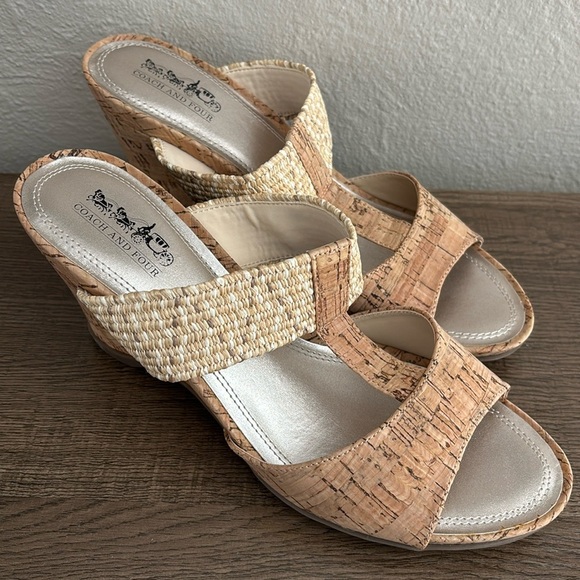 Coach and Four Shoes - Women’s Coach and Four Wedge Cork Sandals 9M